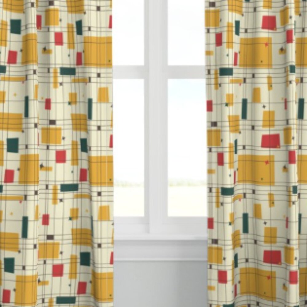 Spoonflower Two Panel Linen/Cotton Geometric Curtains 50" x 84"